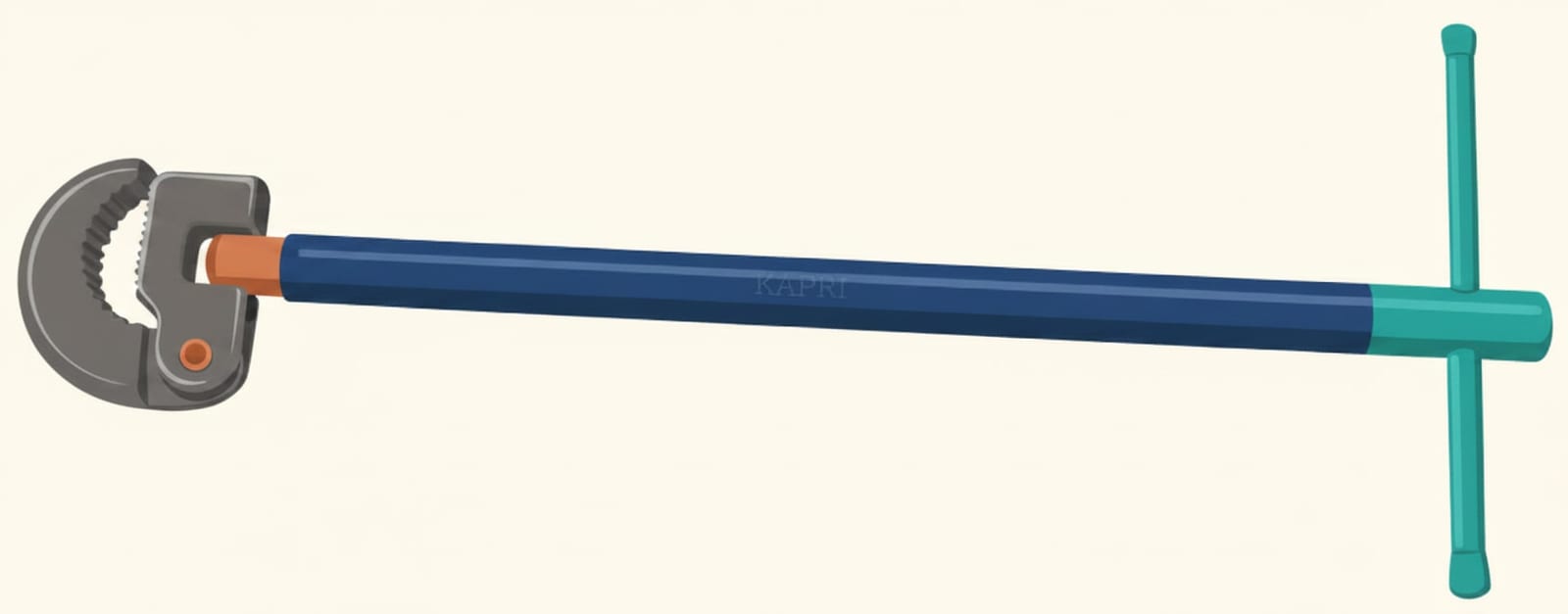 A basin wrench with an angled head, used to reach back-nuts on tap tails behind a basin