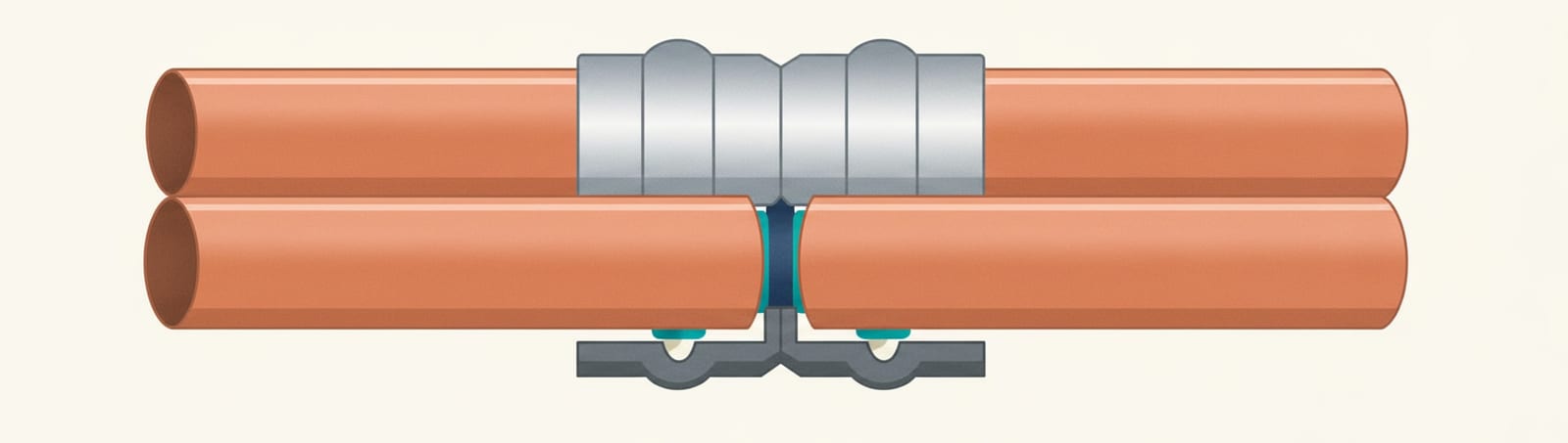 A solder-ring capillary fitting with the solder pre-loaded inside, used for end-feed-style joints without separate solder