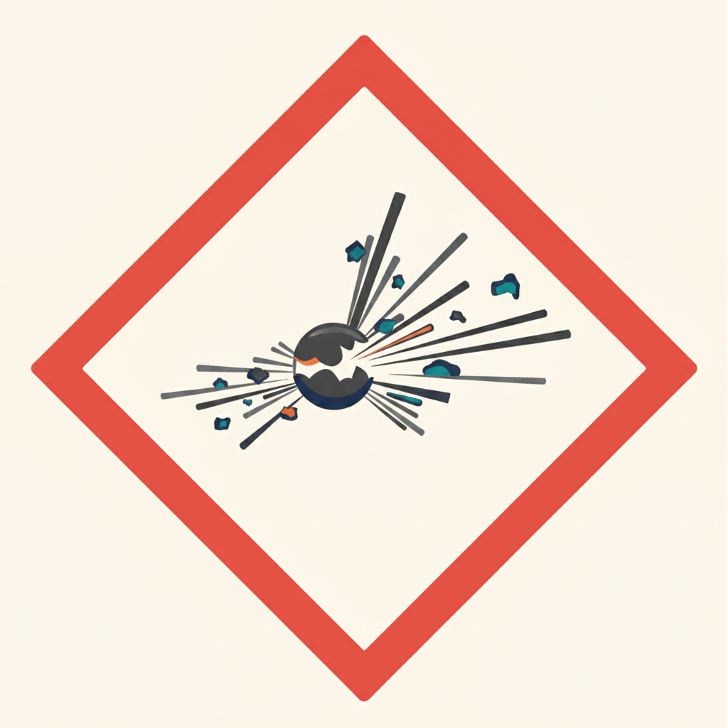 Red diamond CLP pictogram showing an exploding bomb, indicating an explosive substance