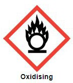 Red diamond CLP pictogram showing a flame above a circle, indicating an oxidising substance