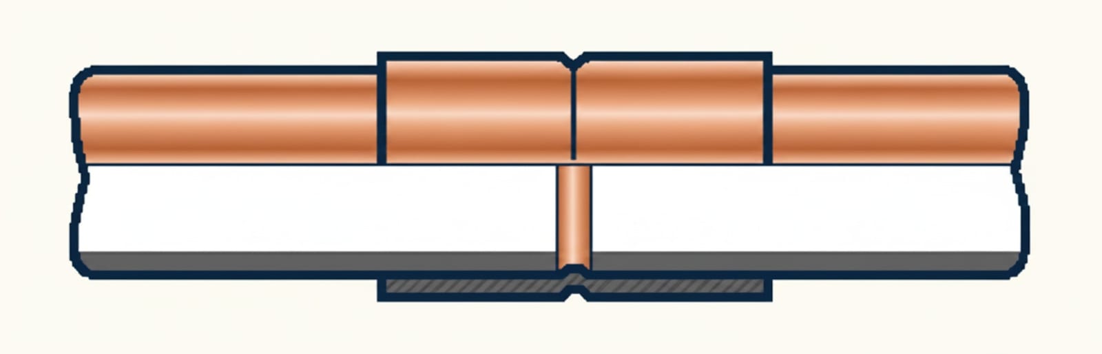 An end-feed capillary fitting requiring solder to be added separately at the joint mouth