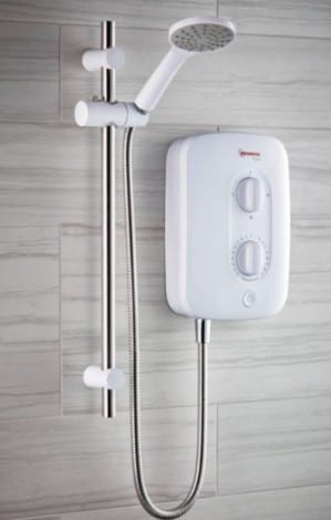 An instantaneous electric water heater that produces hot water on demand without storing it